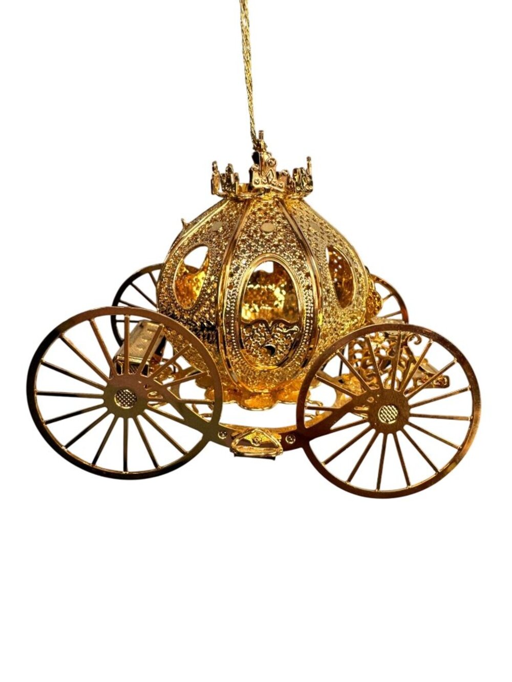 Danbury Mint 1995 Annual Gold Christmas Ornament Fantasy Coach With Box - Picture 4 of 7